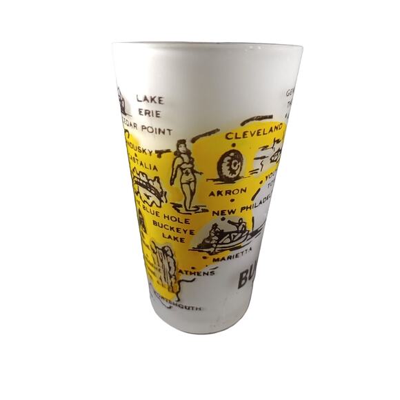 Vintage State Of Ohio Buckeye State Frosted Souvenir Hazel Atlas 1950 - Picture 2 of 10